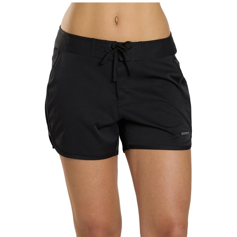 Womens Swim Bottoms Sporti Board Shorts Black Medium NWT Beachwear Poolside
